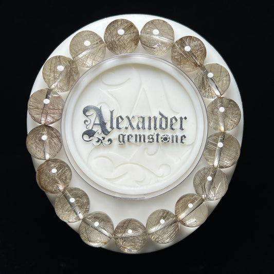 Silver Rutilated Quartz 12.5mm Bracelet